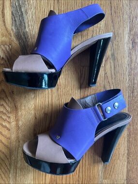 Marni Purple and Taupe Platform Slingback Heels